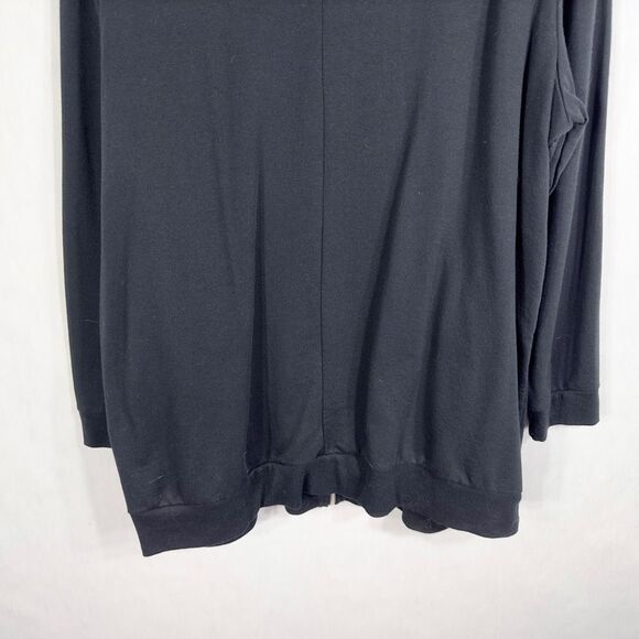 Woman Within‎ 18W 20W Jacket L Full Zip Black Pockets Hooded Jersey Knit 1439 - Picture 6 of 8